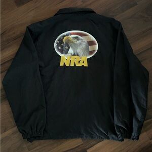 NRA National Rifle Association Black Jacket Windbreaker Eagle Flag Men's M